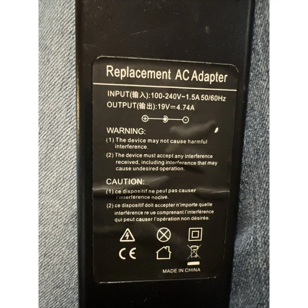 Replacement AC Adapter Charger 100-240V Input, 19v=4.74A Output